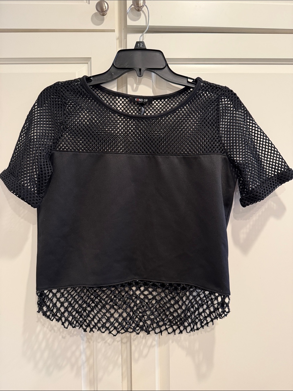 Black Mesh-Panel Cropped Top
